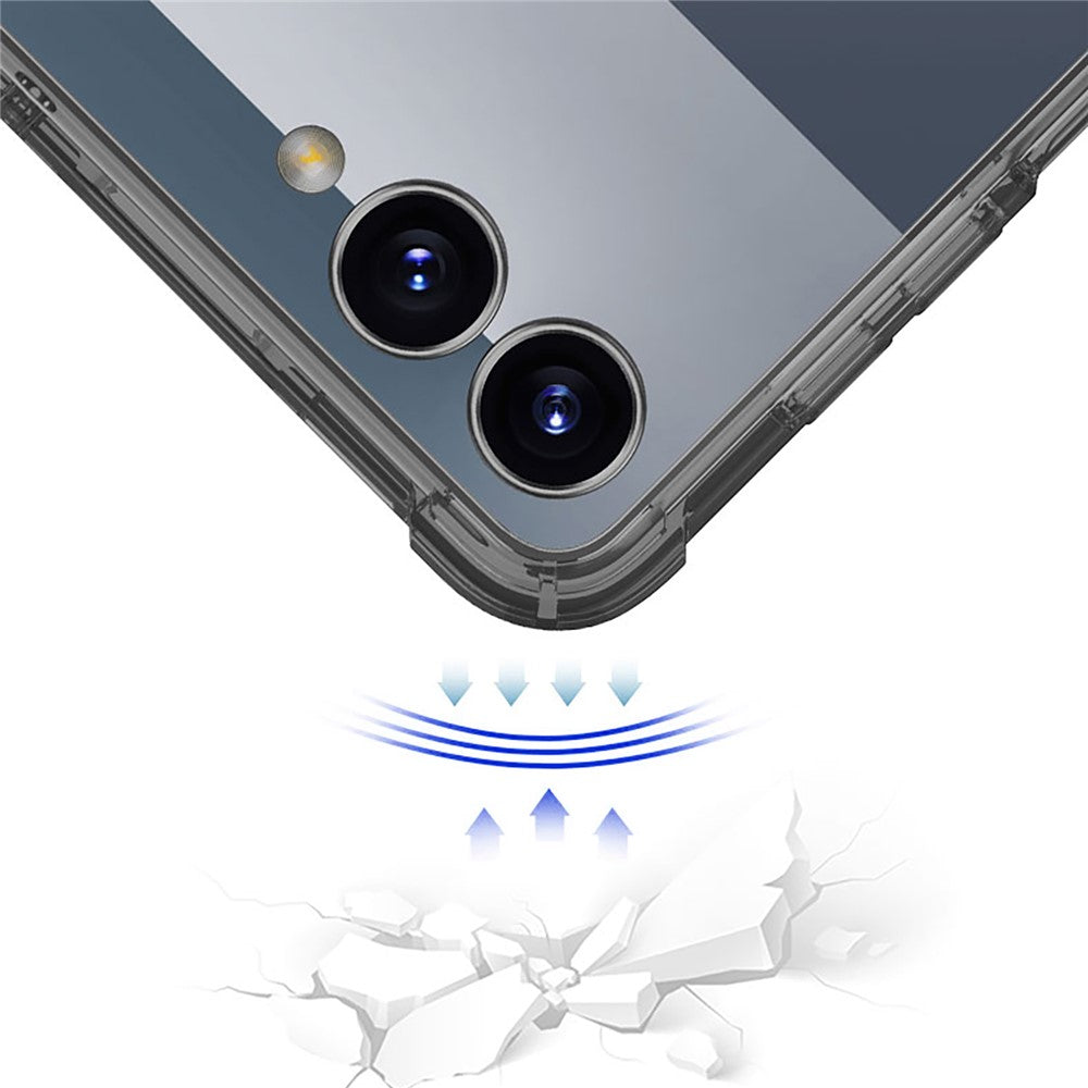 GKK For Samsung Galaxy Z Flip7 5G Case Airbag Anti Drop TPU + Tempered Glass Phone Cover - Transparent Purple