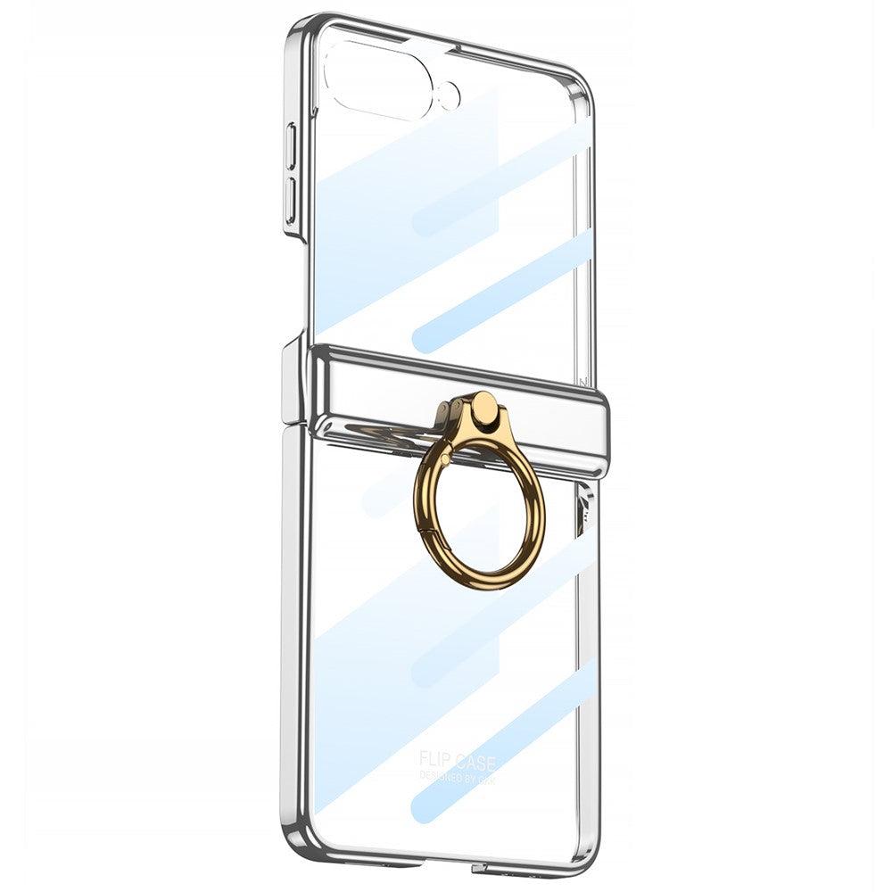 GKK For Samsung Galaxy Z Flip7 5G Kickstand Case Magnetic Hinge Protection PC + Tempered Glass Phone Cover - Champagne Gold