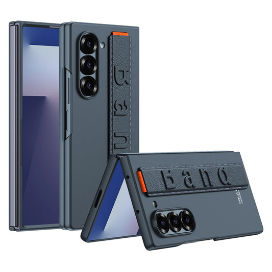 GKK For Samsung Galaxy Z Fold7 5G Case Wristband Large Lens Hole PC Phone Cover with Front Screen Film - Green