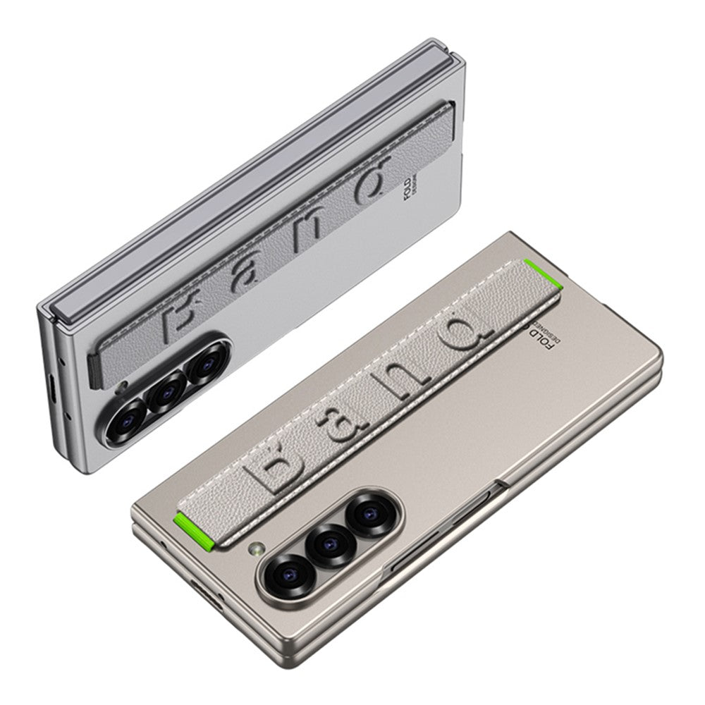 GKK For Samsung Galaxy Z Fold7 5G Case Wristband Large Lens Hole PC Phone Cover with Front Screen Film - Green