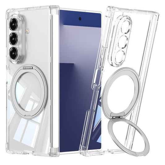 GKK For Samsung Galaxy Z Fold7 5G Magnetic Case with Kickstand Airbag Drop Proof TPU Phone Cover - Transparent