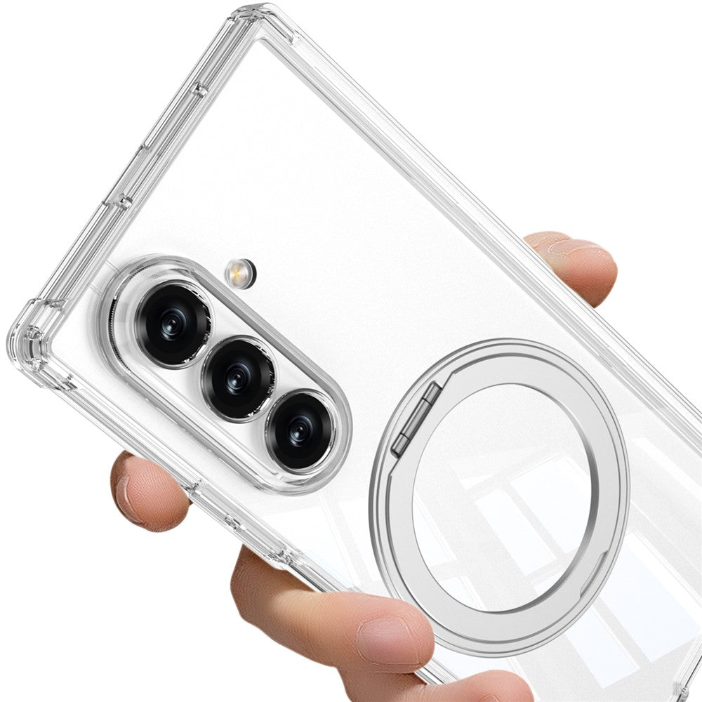 GKK For Samsung Galaxy Z Fold7 5G Magnetic Case with Kickstand Airbag Drop Proof TPU Phone Cover - Transparent