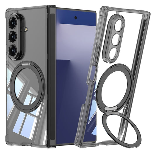 GKK For Samsung Galaxy Z Fold7 5G Magnetic Case with Kickstand Airbag Drop Proof TPU Phone Cover - Transparent Black