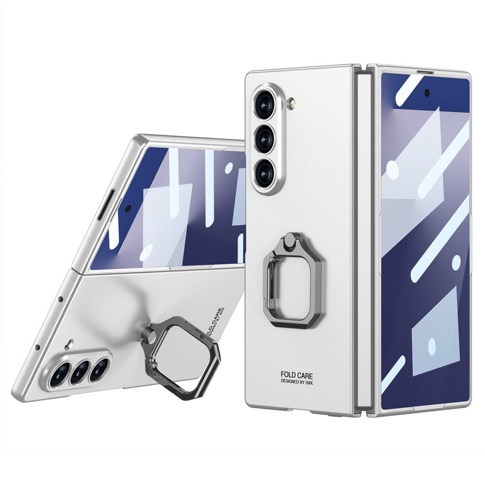 GKK For Samsung Galaxy Z Fold7 5G Case Kickstand Slim PC Phone Cover with Screen Protector - Silver