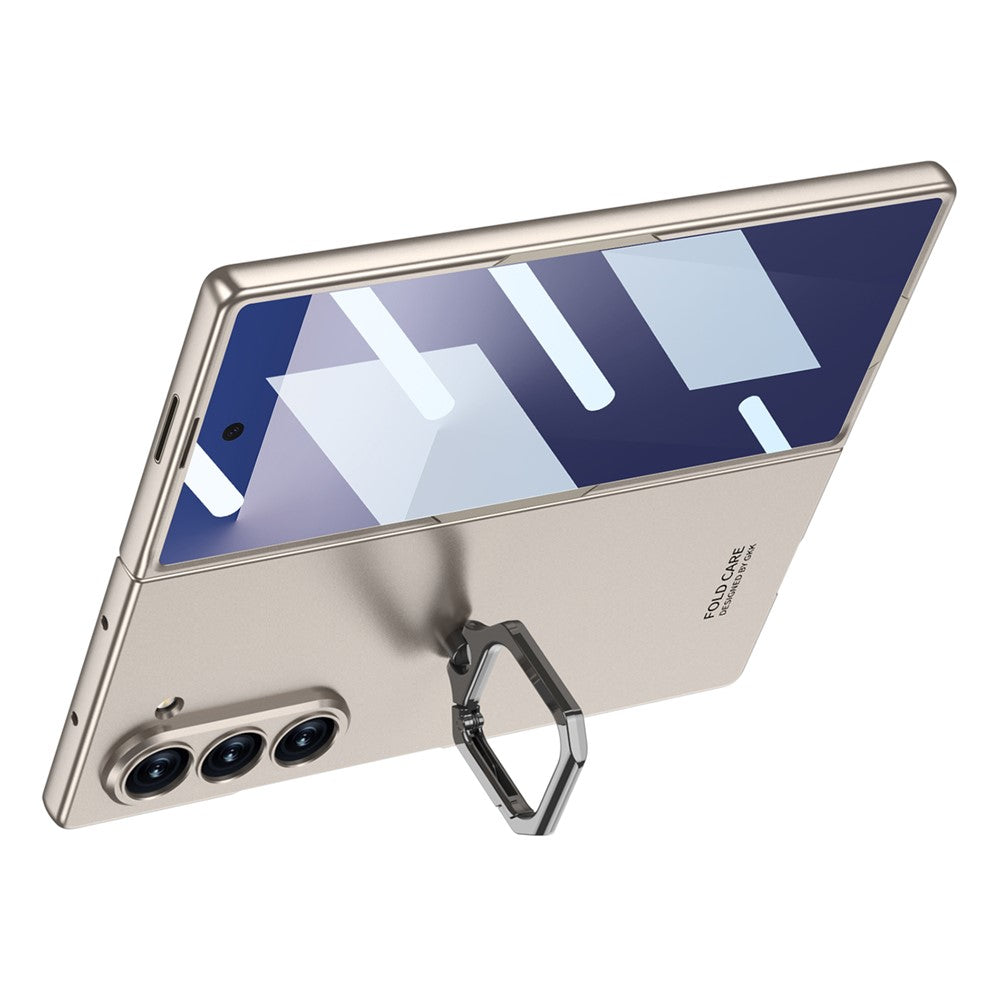 GKK For Samsung Galaxy Z Fold7 5G Case Kickstand Slim PC Phone Cover with Screen Protector - Silver