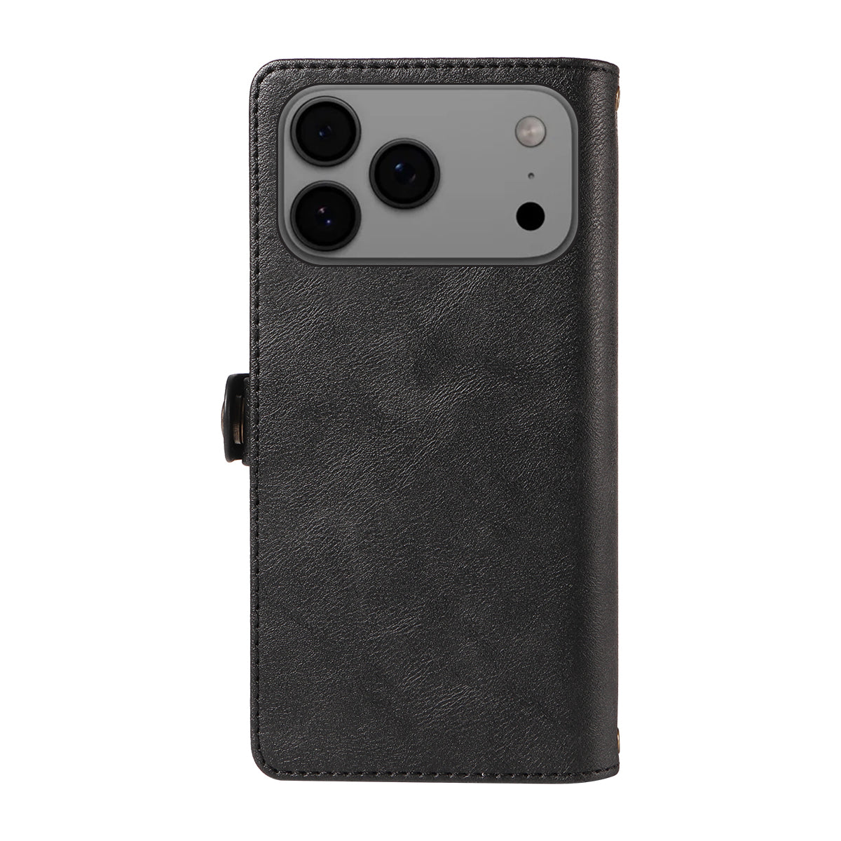 For iPhone 17 Pro Max Case YIKATU YK-008 Zipper Wallet Leather Phone Cover with Shoulder Strap - Black