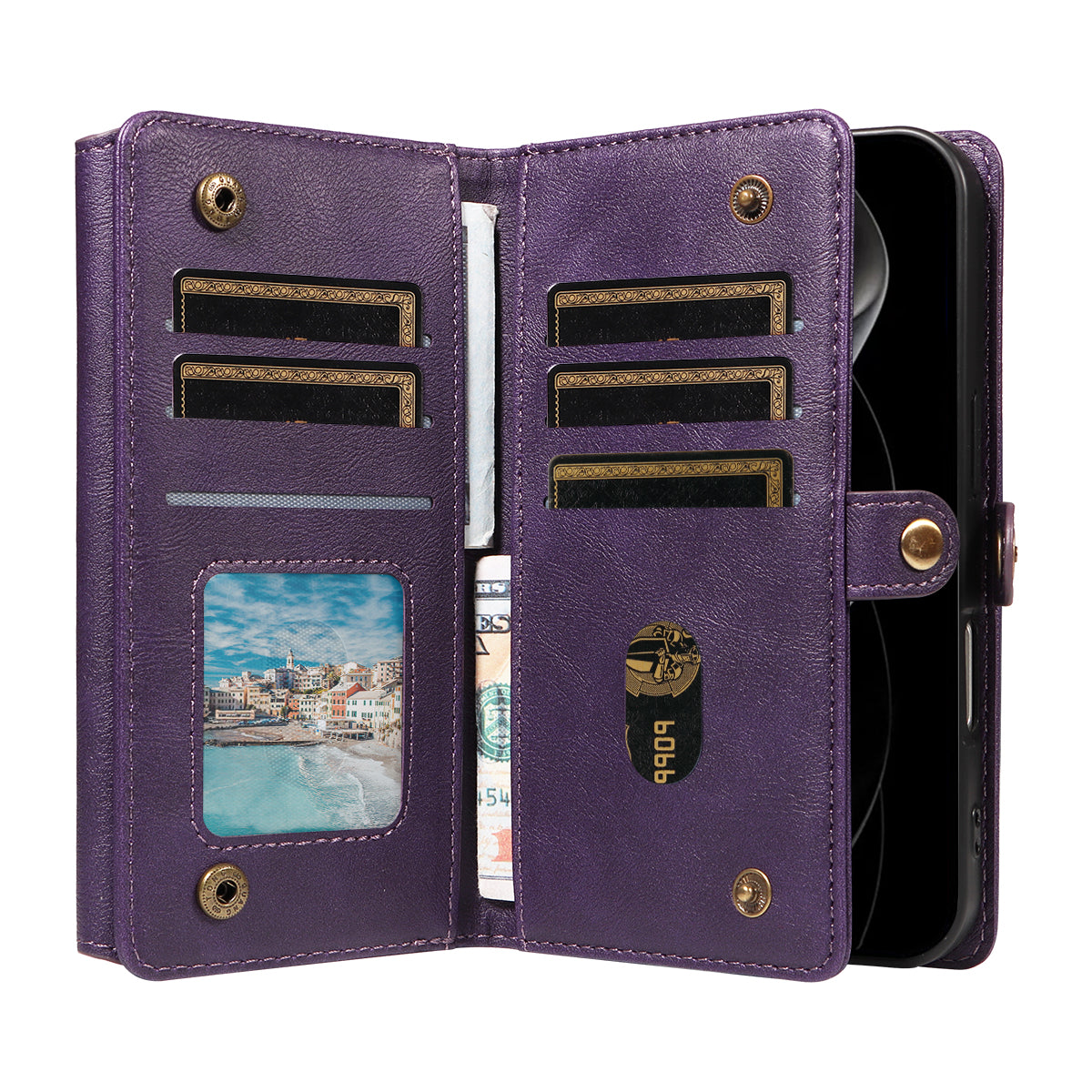 For iPhone 17 Pro Max Case YIKATU YK-008 Zipper Wallet Leather Phone Cover with Shoulder Strap - Purple
