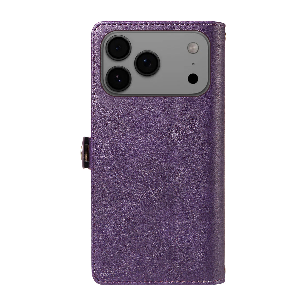 For iPhone 17 Pro Max Case YIKATU YK-008 Zipper Wallet Leather Phone Cover with Shoulder Strap - Purple