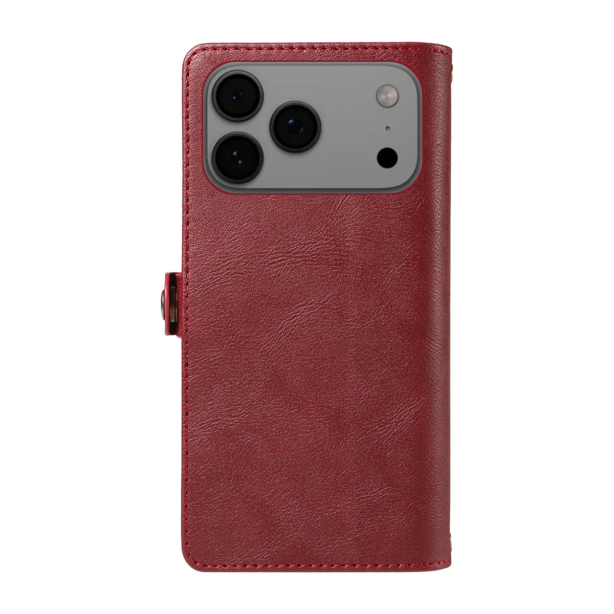 For iPhone 17 Pro Max Case YIKATU YK-008 Zipper Wallet Leather Phone Cover with Shoulder Strap - Red