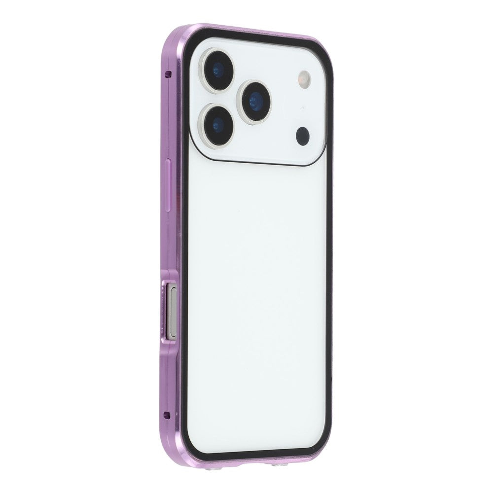 For iPhone 17 Pro Max Case with Anti-Spy Screen Protector Tempered Glass Metal Phone Cover Magnetic Clasp - Purple