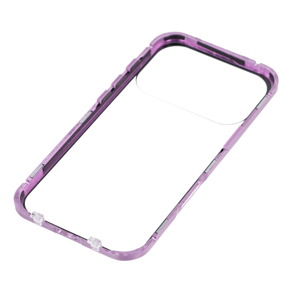 For iPhone 17 Pro Max Case with Anti-Spy Screen Protector Tempered Glass Metal Phone Cover Magnetic Clasp - Purple
