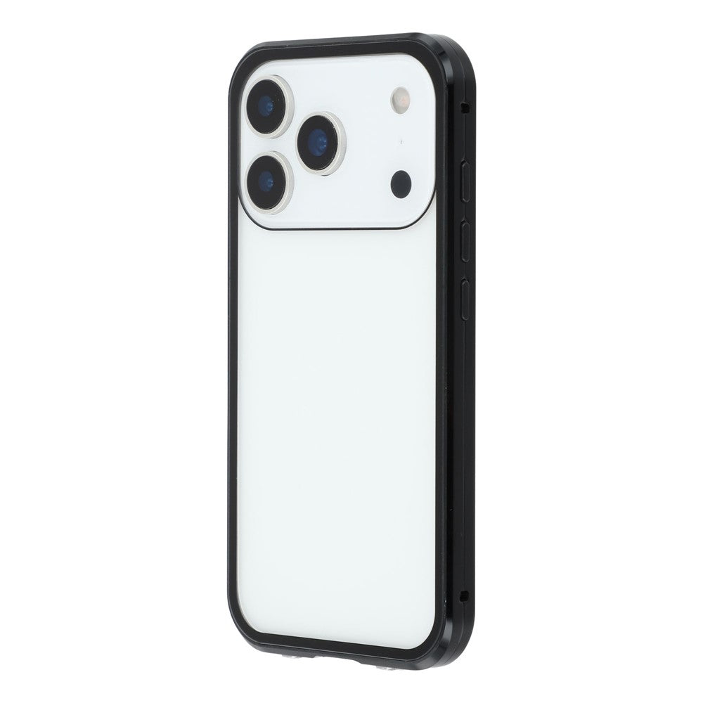 For iPhone 17 Pro Max Case with Anti-Spy Screen Protector Tempered Glass Metal Phone Cover Magnetic Clasp - Black