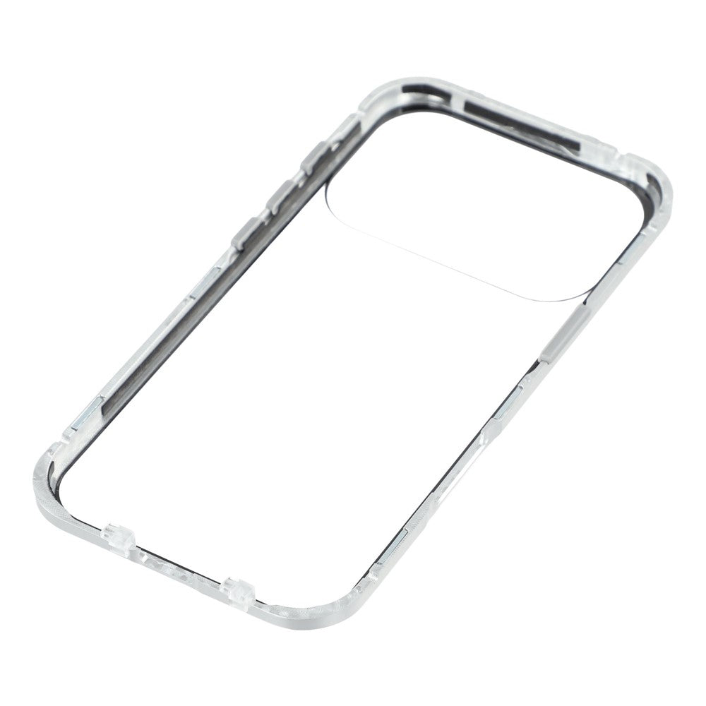 For iPhone 17 Pro Max Case Double-Sided Tempered Glass Magnetic Clear Phone Cover - Silver