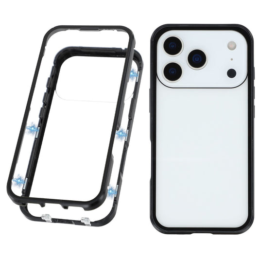 For iPhone 17 Pro Max Case Double-Sided Tempered Glass Magnetic Clear Phone Cover - Black