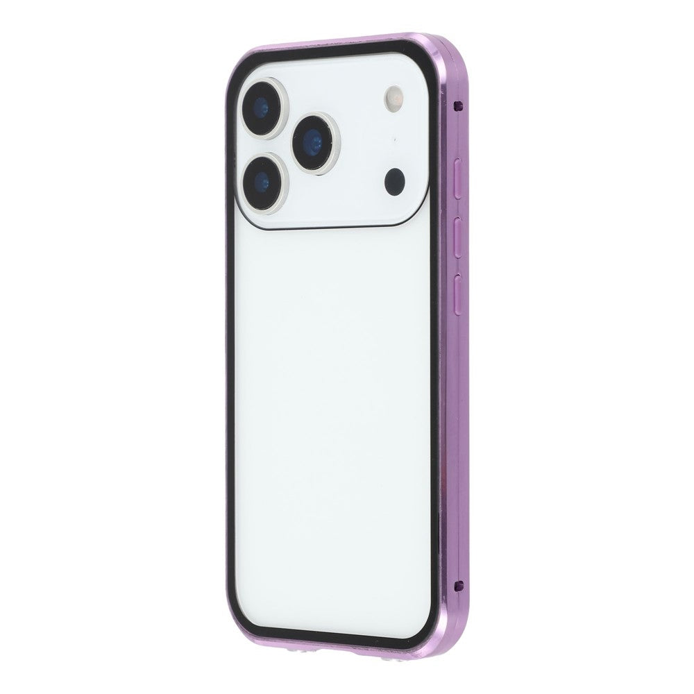 For iPhone 17 Pro Max Case Double-Sided Tempered Glass Magnetic Clear Phone Cover - Purple