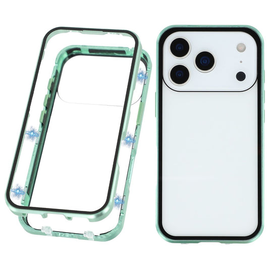 For iPhone 17 Pro Max Case Double-Sided Tempered Glass Magnetic Clear Phone Cover - Green
