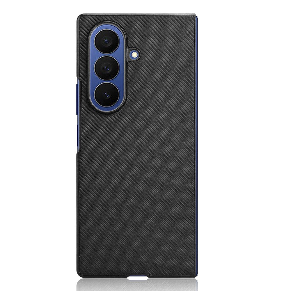 For Samsung Galaxy Z Fold7 5G Case Carbon Fiber Texture Shockproof PU + PC Phone Cover - Black