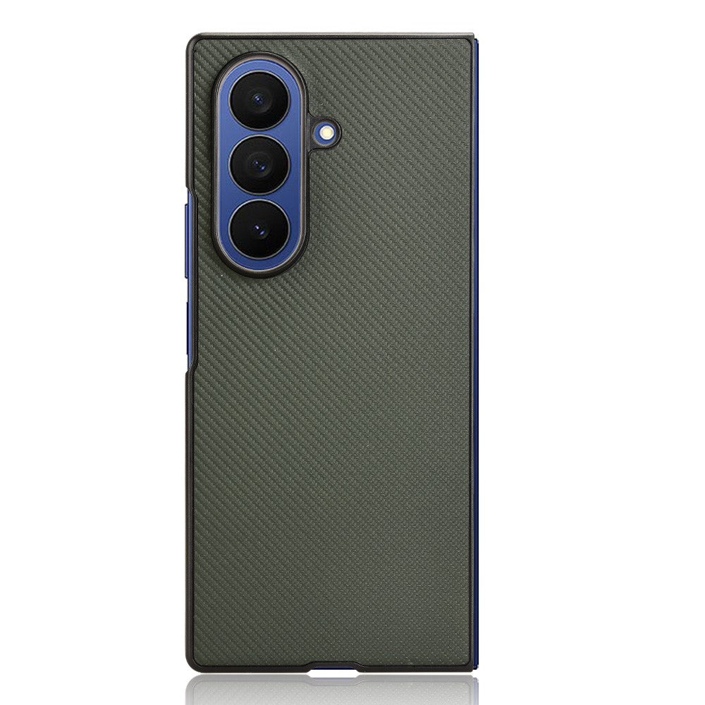 For Samsung Galaxy Z Fold7 5G Case Carbon Fiber Texture Shockproof PU + PC Phone Cover - Green