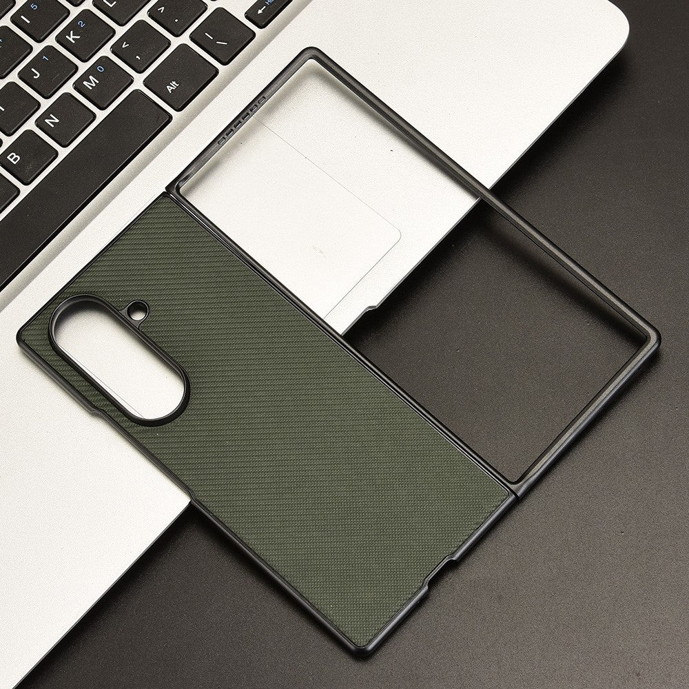 For Samsung Galaxy Z Fold7 5G Case Carbon Fiber Texture Shockproof PU + PC Phone Cover - Green