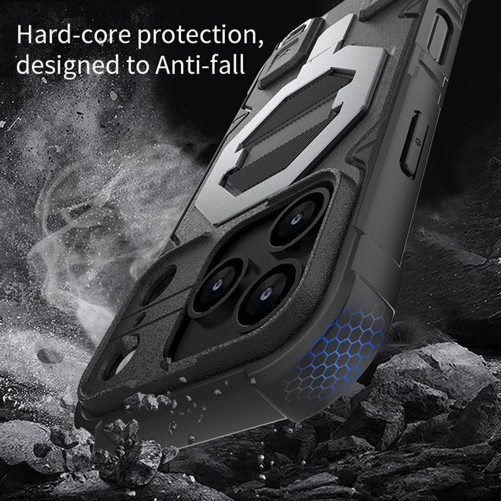 For iPhone 17 Pro Max Case Compatible with MagSafe PC + TPU Kickstand Phone Cover with Lanyard - Black