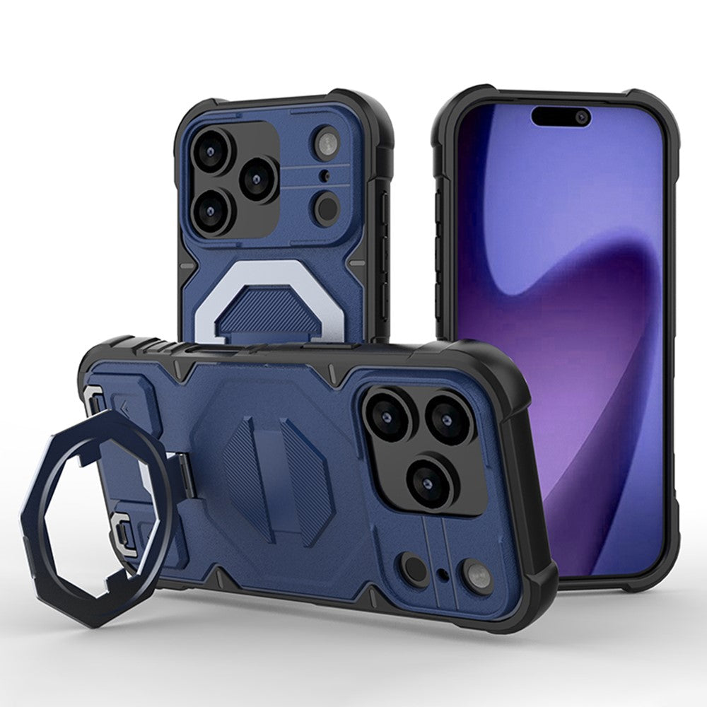 For iPhone 17 Pro Max Case Compatible with MagSafe PC + TPU Kickstand Phone Cover with Lanyard - Blue