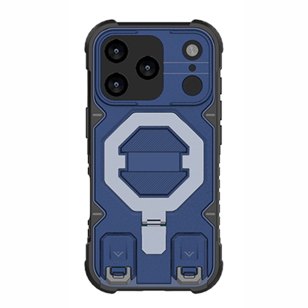 For iPhone 17 Pro Max Case Compatible with MagSafe PC + TPU Kickstand Phone Cover with Lanyard - Blue