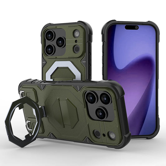 For iPhone 17 Pro Max Case Compatible with MagSafe PC + TPU Kickstand Phone Cover with Lanyard - Green