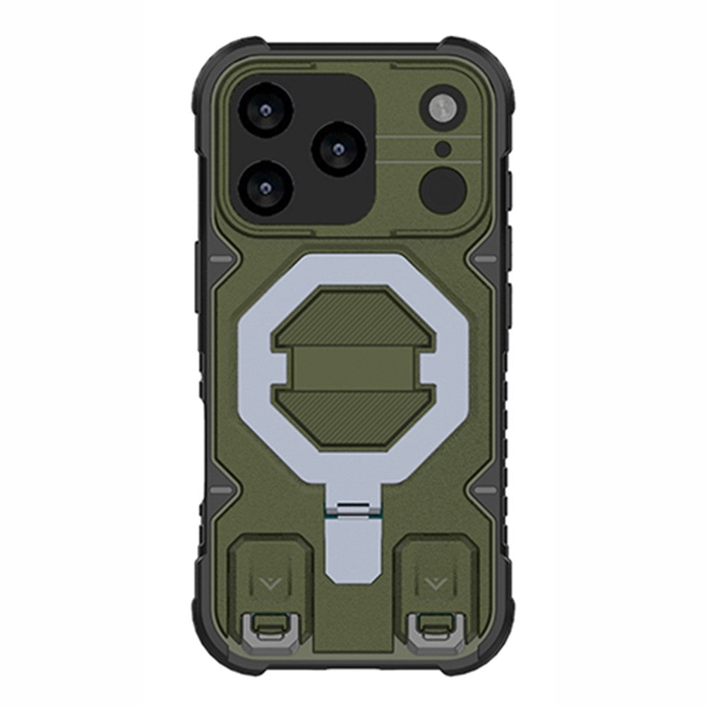 For iPhone 17 Pro Max Case Compatible with MagSafe PC + TPU Kickstand Phone Cover with Lanyard - Green