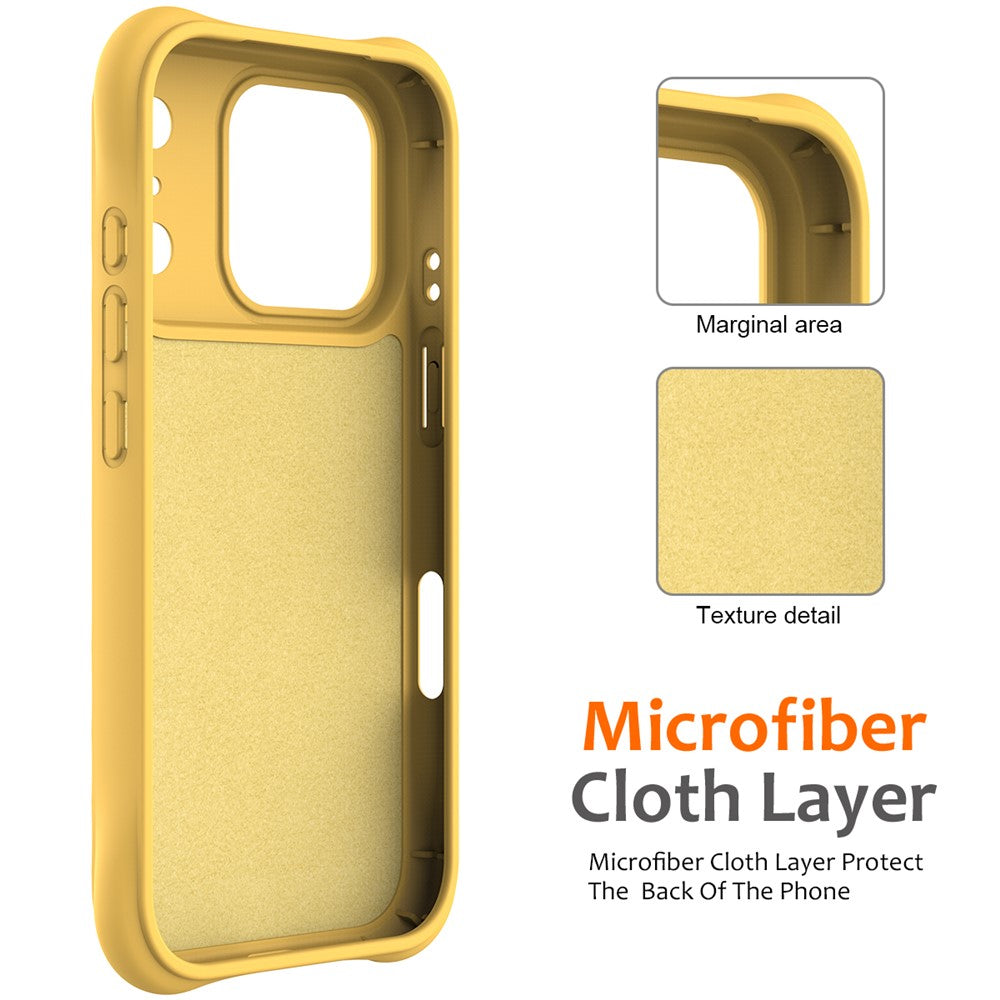 For iPhone 17 Pro Max Case Compatible with MagSafe Ripple Texture Liquid Silicone Protective Cover with Strap - Yellow