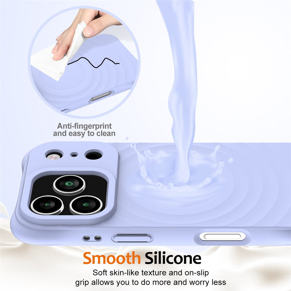 For iPhone 17 Pro Max Case Compatible with MagSafe Ripple Texture Liquid Silicone Protective Cover with Strap - Purple