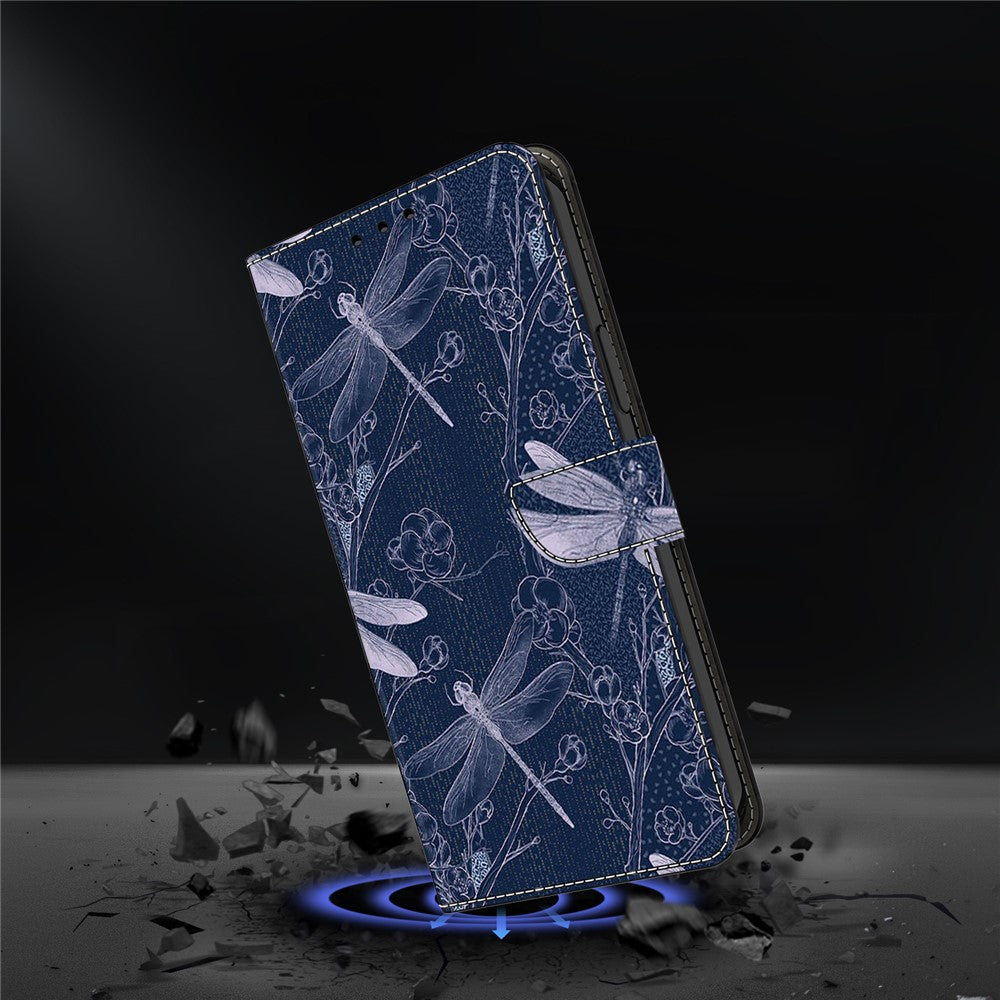 For iPhone 17 Pro Max Wallet Case Pattern Printing PU Leather Flip Stand Phone Cover - Dragonfly