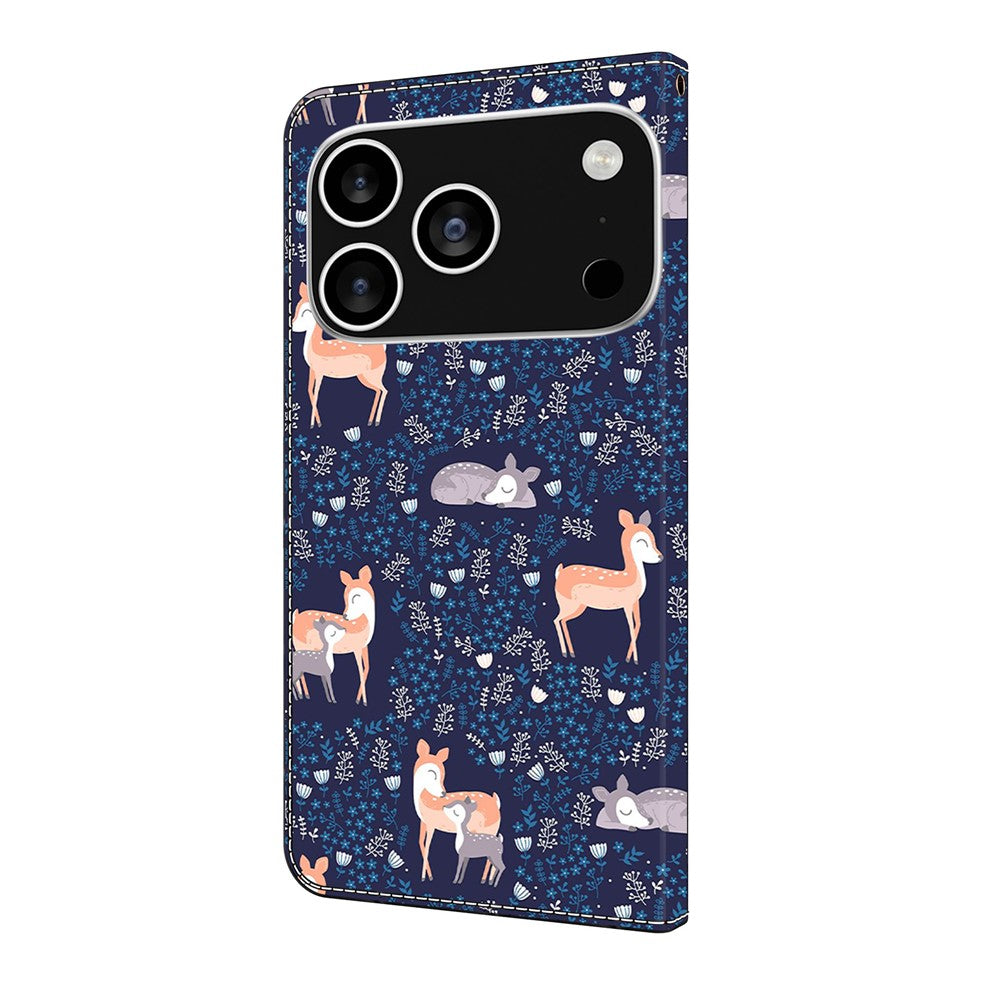 For iPhone 17 Pro Max Wallet Case Pattern Printing PU Leather Flip Stand Phone Cover - Sika Deer