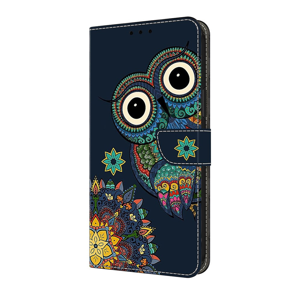 For iPhone 17 Pro Max Wallet Case Pattern Printing PU Leather Flip Stand Phone Cover - Mandala Owl