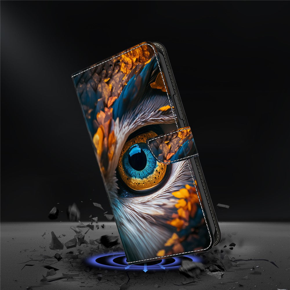For iPhone 17 Pro Max Wallet Case Pattern Printing PU Leather Flip Stand Phone Cover - Blue Eyes