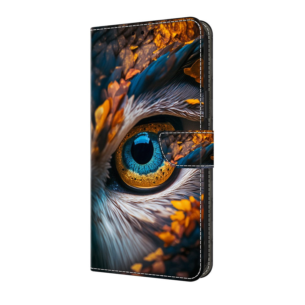 For iPhone 17 Pro Max Wallet Case Pattern Printing PU Leather Flip Stand Phone Cover - Blue Eyes