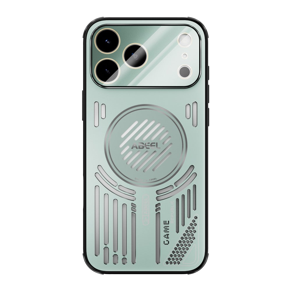 ABEEL For iPhone 17 Pro Max Magnetic Case Aluminium Alloy + PC + TPU Hollow Heat Dissipation Phone Cover - Light Green