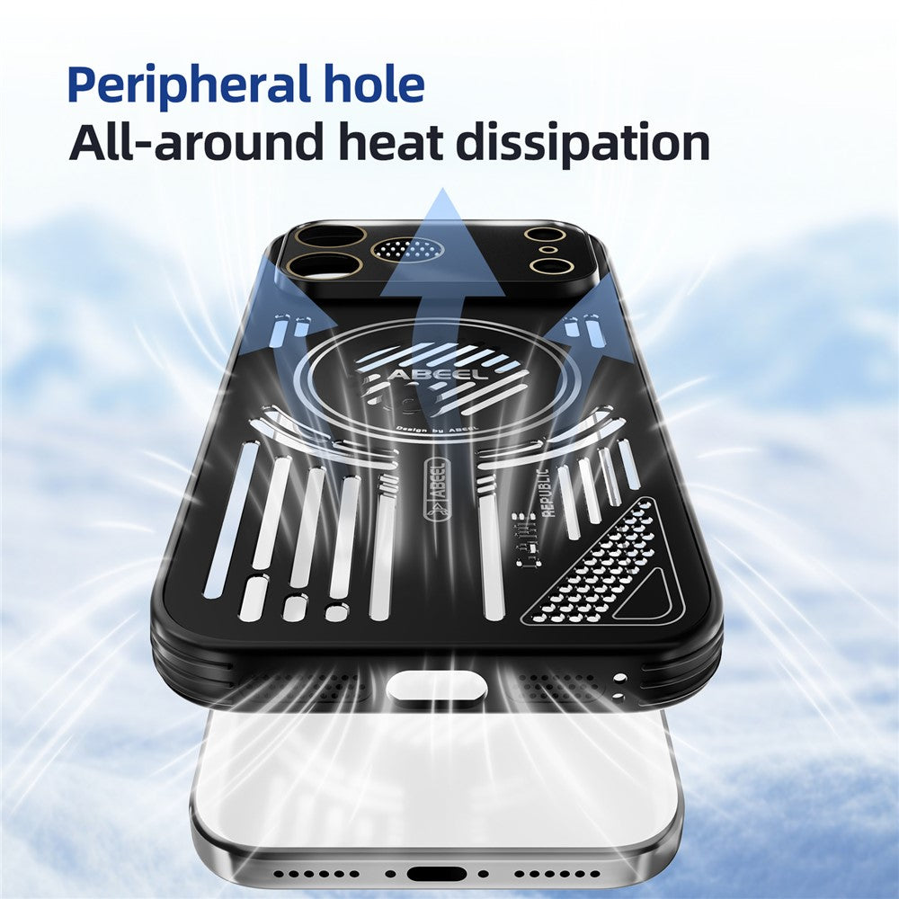 ABEEL For iPhone 17 Pro Max Magnetic Case Aluminium Alloy + PC + TPU Hollow Heat Dissipation Phone Cover - Light Green