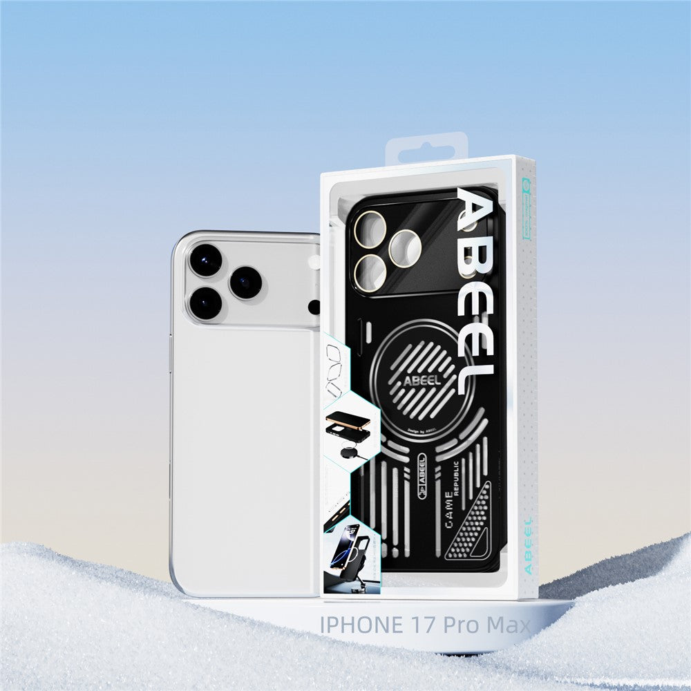 ABEEL For iPhone 17 Pro Max Magnetic Case Aluminium Alloy + PC + TPU Hollow Heat Dissipation Phone Cover - Light Green