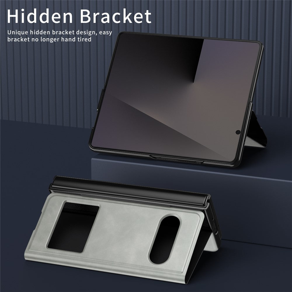 For Samsung Galaxy Z Fold7 5G Case View Window PU Leather Phone Cover - White