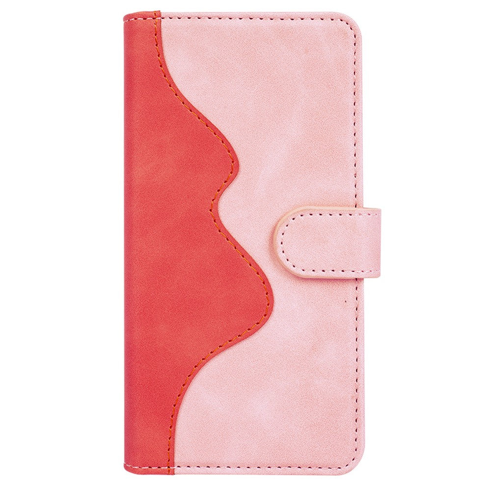 For iPhone 17 Pro Max Wallet Case Leather Phone Cover Splicing Color - Pink