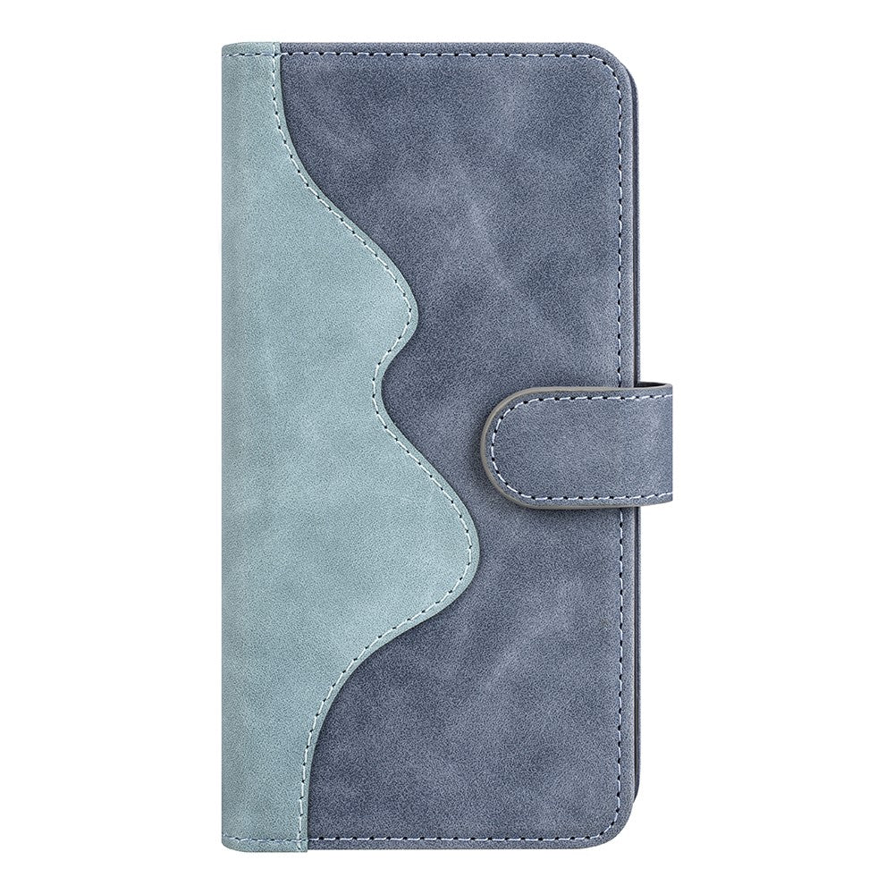 For iPhone 17 Pro Max Wallet Case Leather Phone Cover Splicing Color - Blue