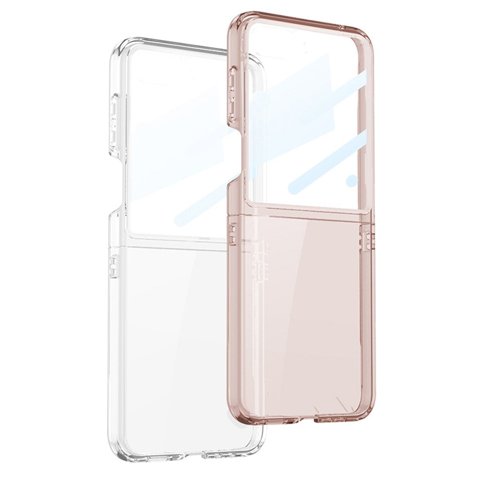 GKK For Samsung Galaxy Z Flip7 5G Case PC + Tempered Glass Protective Phone Cover - Transparent Pink