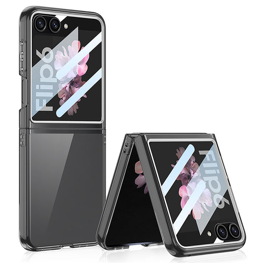GKK For Samsung Galaxy Z Flip7 5G Case PC + Tempered Glass Protective Phone Cover - Transparent Black