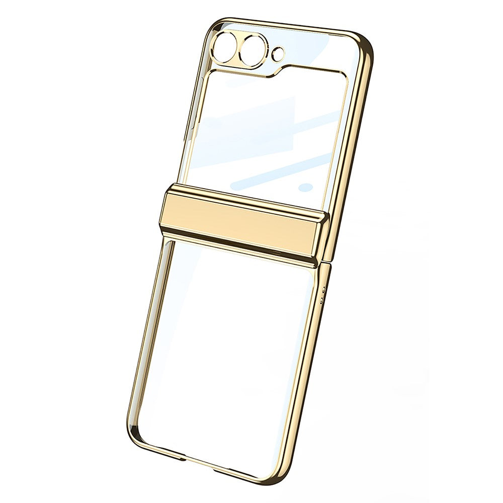 GKK For Samsung Galaxy Z Flip7 5G Case Hinge Protection PC Tempered Glass Clear Phone Back Cover - Silver