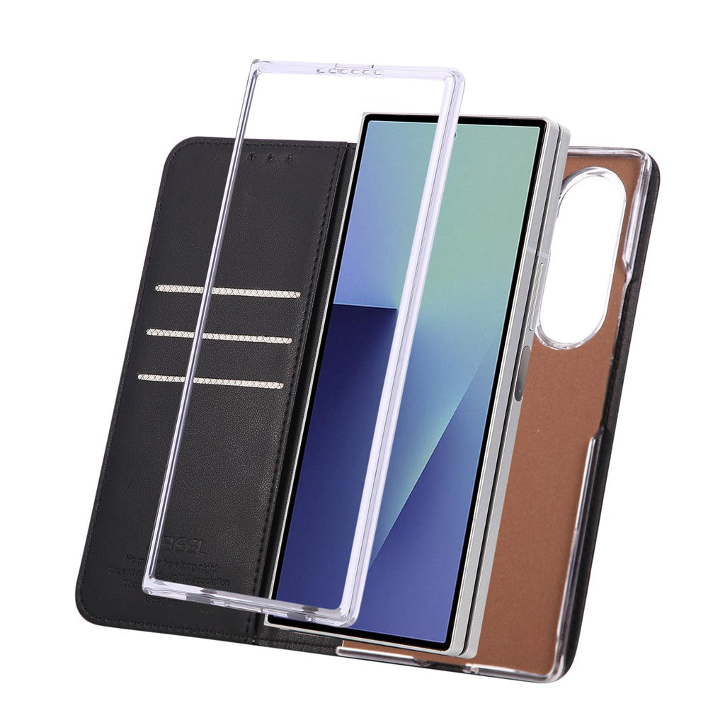 ABEEL For Samsung Galaxy Z Fold7 5G Phone Case RFID Blocking Leather Flip Cover - Black