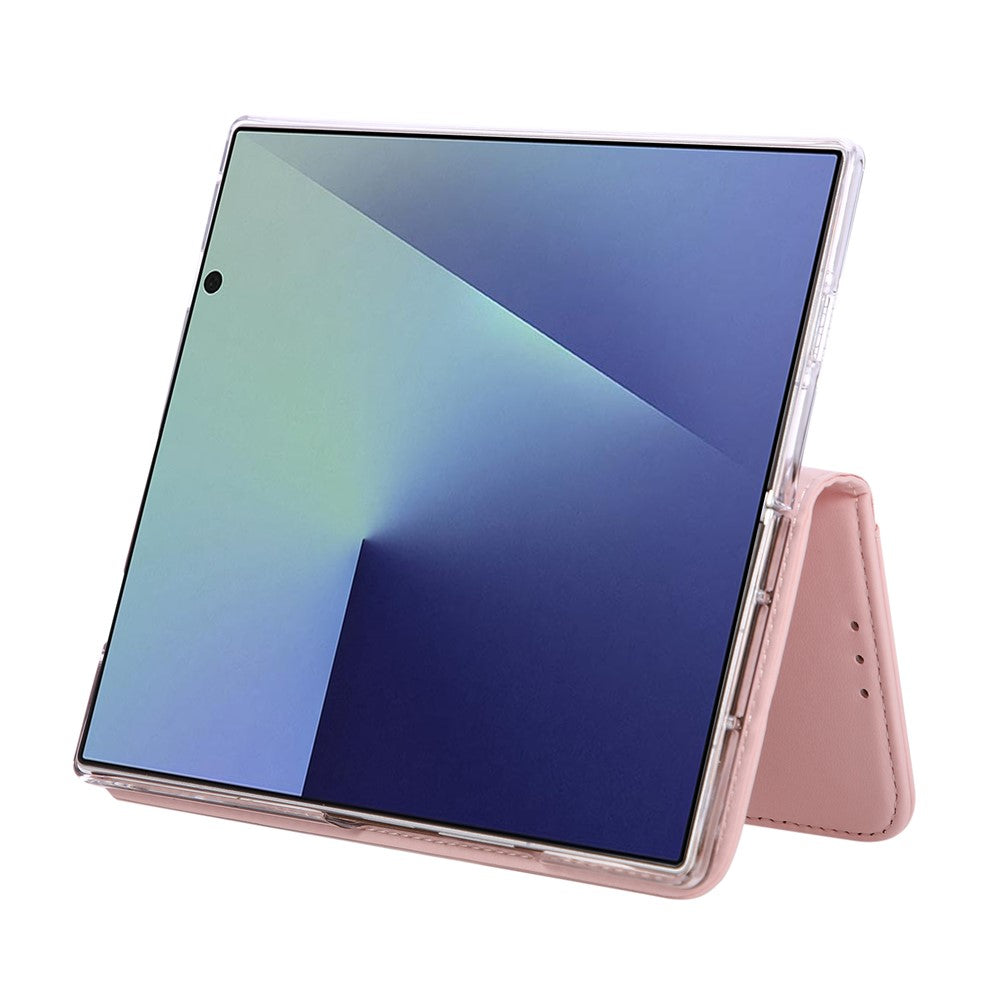 ABEEL For Samsung Galaxy Z Fold7 5G Phone Case RFID Blocking Leather Flip Cover - Pink
