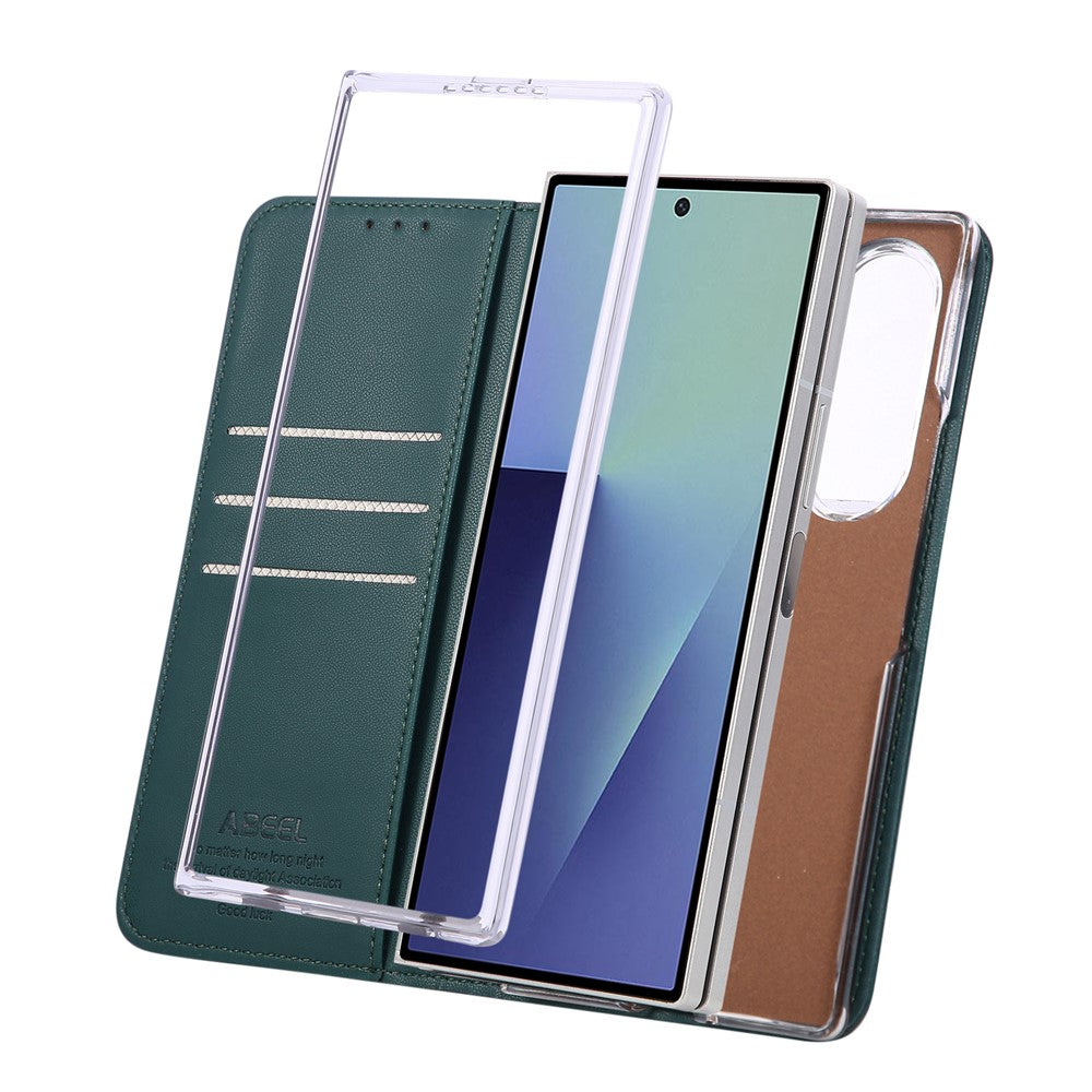 ABEEL For Samsung Galaxy Z Fold7 5G Phone Case RFID Blocking Leather Flip Cover - Green
