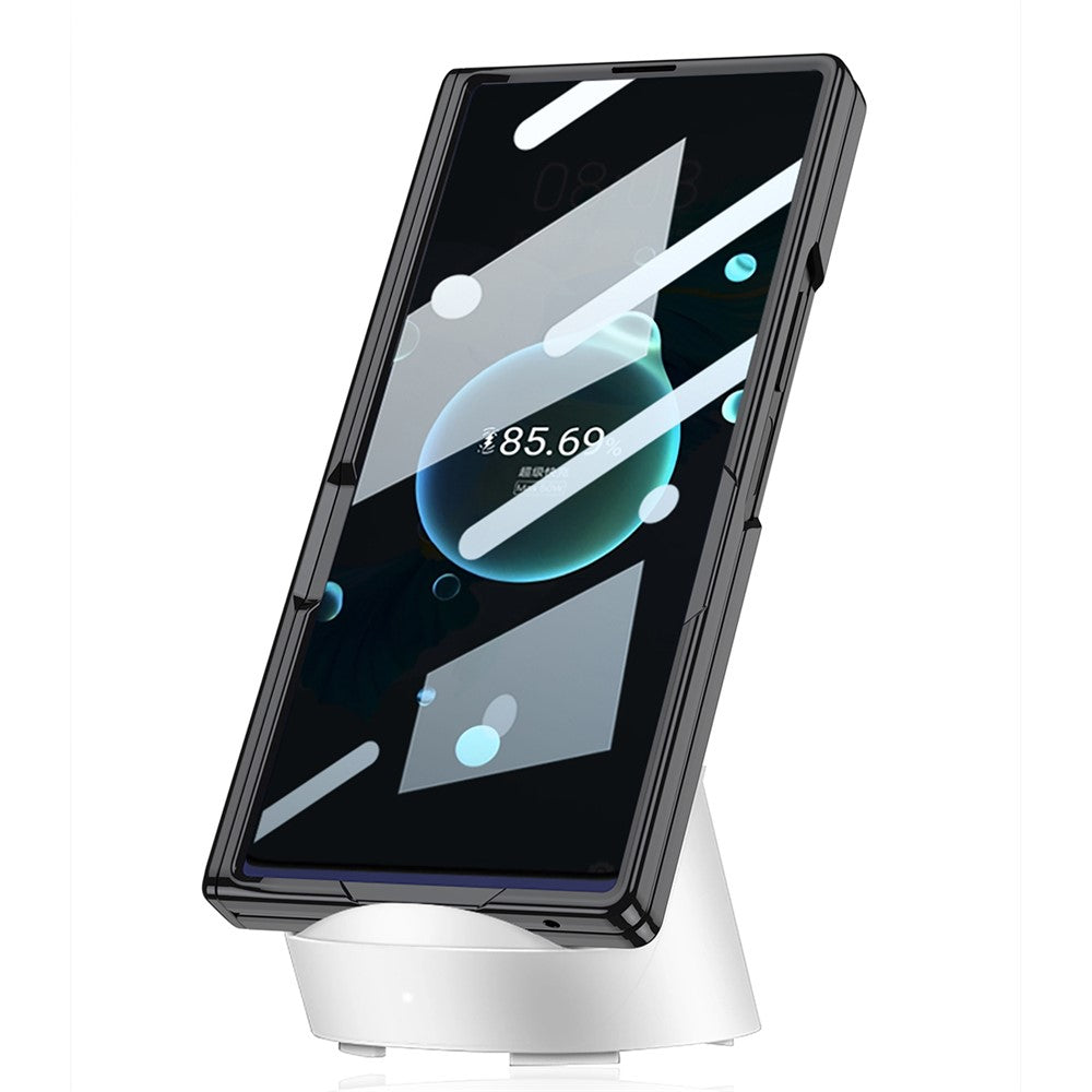 GKK For Samsung Galaxy Z Fold7 5G Case with Kickstand PU PC Tempered Glass Protective Phone Cover - Midnight Green