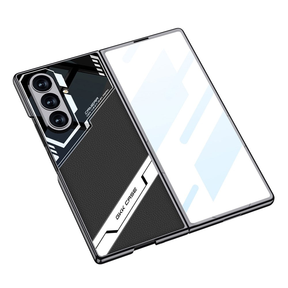 GKK For Samsung Galaxy Z Fold7 5G Magnetic Case Electroplating PC + Tempered Glass + PU Phone Cover - Titanium Grey