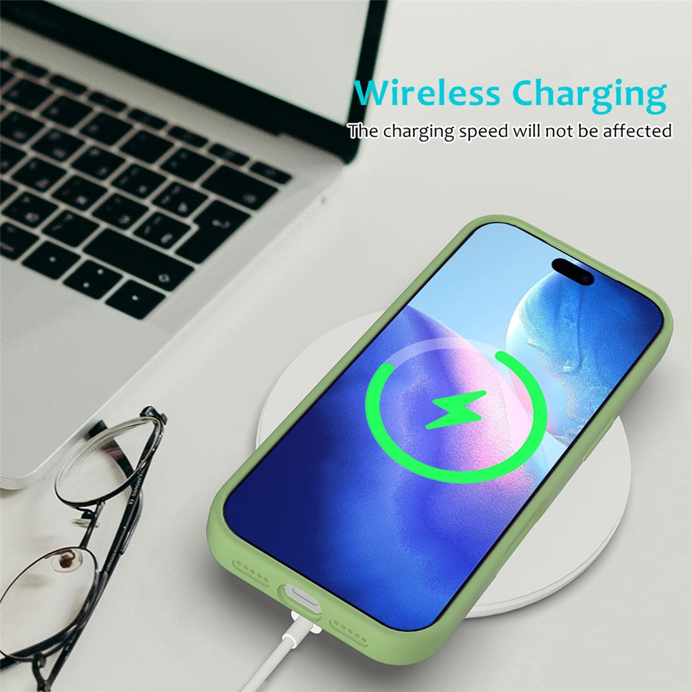 For iPhone 17 Pro Max Case Drop Proof Liquid Silicone Soft Lining Back Phone Cover - Mint Green